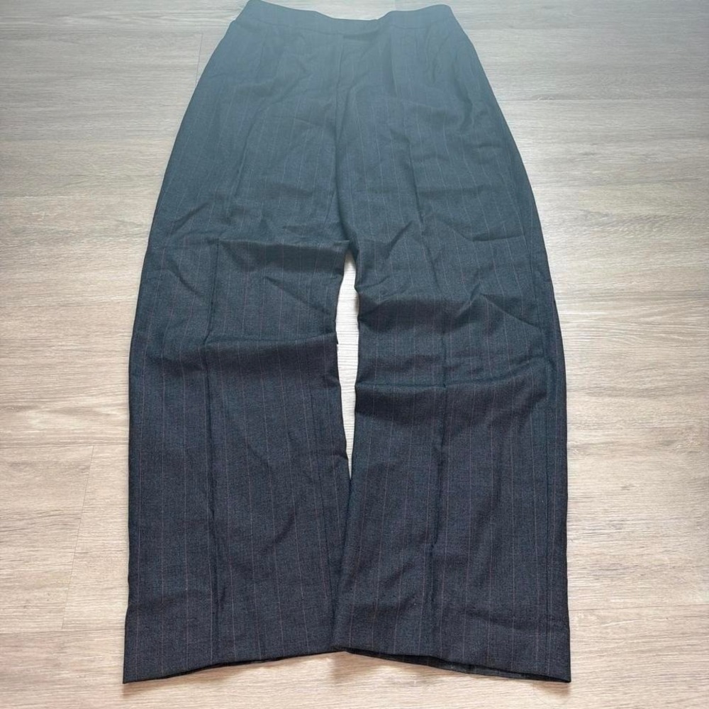 26x28 Grey Straight Wide Leg Pinstripe Wool Dress Pants Y2K Vintage